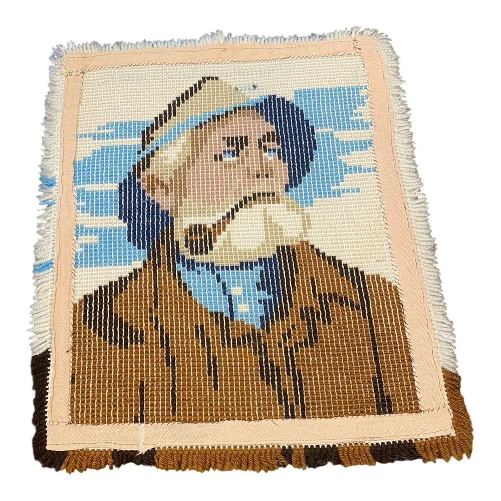 Vtg 90s Rug The Fisherman Latch Hook Bathroom Bedroom Decor 25x20 Nautical CLEAN
